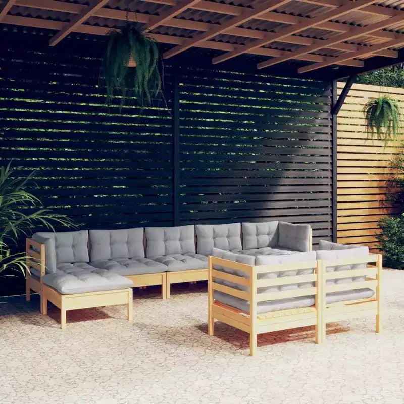 vidaXL Salon de jardin avec coussins en pin massif
