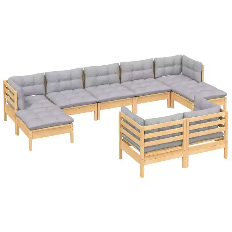 vidaXL Salon de jardin avec coussins en pin massif