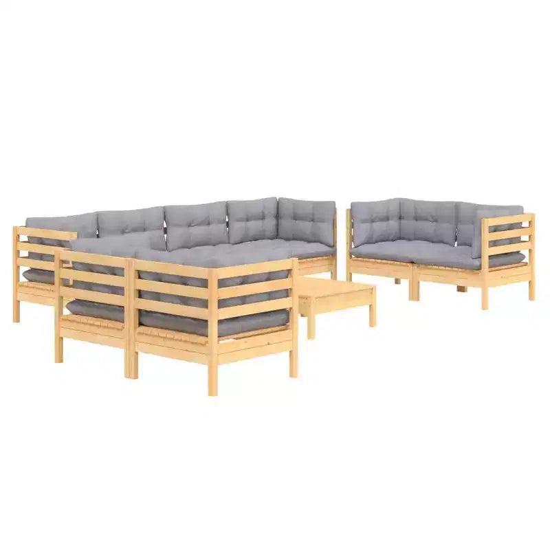 vidaXL Salon de jardin en pin massif avec coussins, multicolore