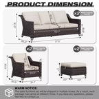 Set da Patio UPTIOT per Esterni con due Divani, Sedie, Pouf e Tavolo con Focolare per Riunioni Spaziose