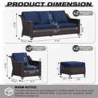 Set da Patio UPTIOT per Esterni con due Divani, Sedie, Pouf e Tavolo con Focolare per Riunioni Spaziose