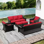 Set da Patio UPTIOT per Esterni con due Divani, Sedie, Pouf e Tavolo con Focolare per Riunioni Spaziose