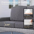 HOMLUX Ensemble de conversation d'extérieur 2 pièces en osier résistant aux intempéries pour patio, terrasse, balcon, jardin
