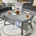 HOMLUX Ensemble de conversation d'extérieur 2 pièces en osier résistant aux intempéries pour patio, terrasse, balcon, jardin