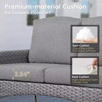 HOMLUX Ensemble de conversation d'extérieur 2 pièces en osier résistant aux intempéries pour patio, terrasse, balcon, jardin