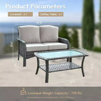 HOMLUX Ensemble de conversation d'extérieur 2 pièces en osier résistant aux intempéries pour patio, terrasse, balcon, jardin