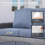 HOMLUX Ensemble de conversation d'extérieur 2 pièces en osier résistant aux intempéries pour patio, terrasse, balcon, jardin