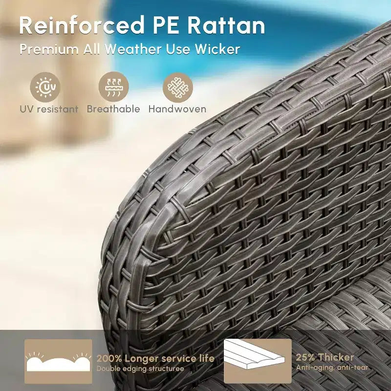 HOMLUX Ensemble de conversation d'extérieur 2 pièces en osier résistant aux intempéries pour patio, terrasse, balcon, jardin