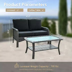 HOMLUX Ensemble de conversation d'extérieur 2 pièces en osier résistant aux intempéries pour patio, terrasse, balcon, jardin