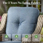 HOMLUX Set da conversazione in vimini da 6 pezzi per patio, divano a 3 posti con cuscino, sedie in rattan, pouf, tavolino da caffè