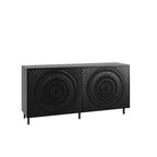 JVNOXK Buffet moderne en bois noir, meuble de rangement de cuisine avec étagères réglables et portes moulées sous vide, adapté aux cuisines, Noir