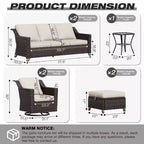 Ensemble d'extérieur premium UPTIOT : Deux canapés 3 places, fauteuils à bascule, poufs et table d'appoint