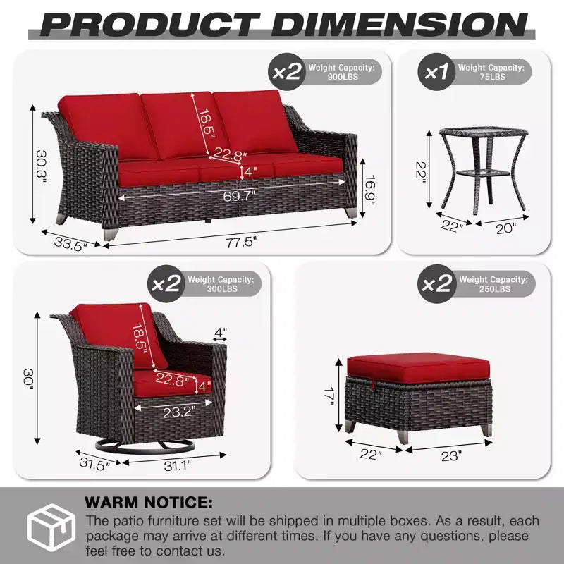 Ensemble d'extérieur premium UPTIOT : Deux canapés 3 places, fauteuils à bascule, poufs et table d'appoint