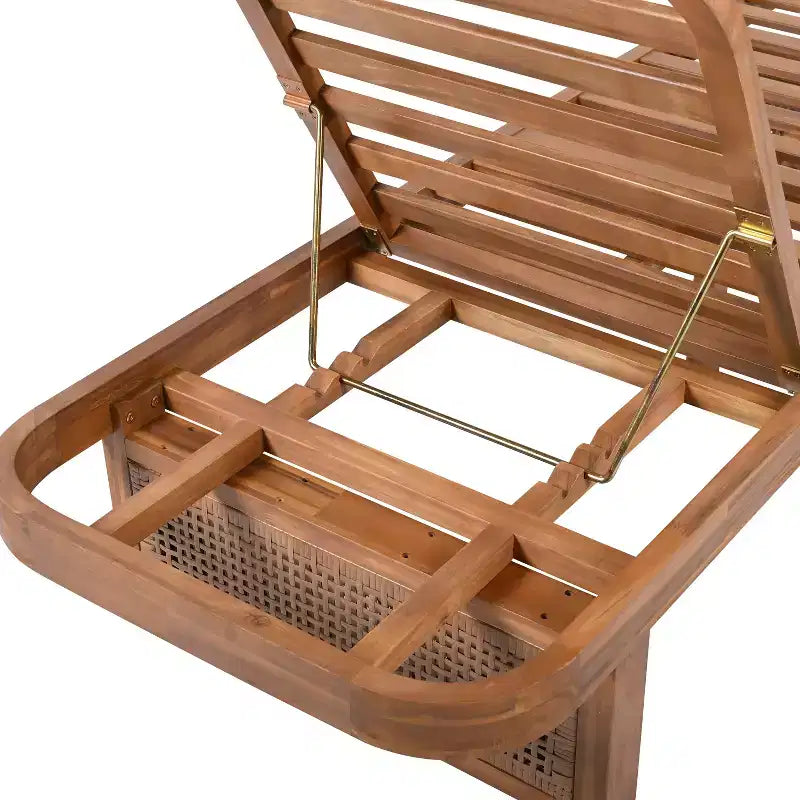 Christopher Knight Home Wino Patio Set 3 Pezzi Lounge da Sole in Legno di Acacia e Rattan con Cuscini e Tavolino con Doghe