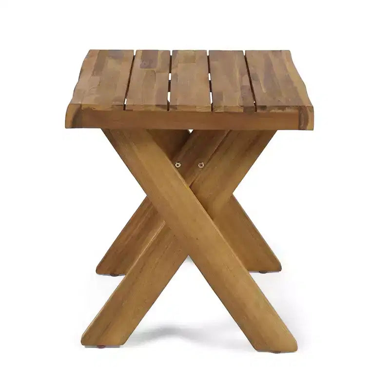 Christopher Knight Home Wino Patio Set 3 Pezzi Lounge da Sole in Legno di Acacia e Rattan con Cuscini e Tavolino con Doghe