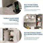GustoWave Mobiletto da caffè con ante scorrevoli alla maniera di una porta da fienile - Credenza/Madia porta-vini per Cucina e Sala da Pranzo