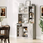 GustoWave Mobiletto da caffè con ante scorrevoli alla maniera di una porta da fienile - Credenza/Madia porta-vini per Cucina e Sala da Pranzo
