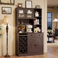 GustoWave Coffee Bar Cabinet with Barn Doors - Wine Storage Sideboard for Kitchen Dining Room