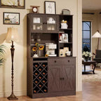 GustoWave Coffee Bar Cabinet with Barn Doors - Wine Storage Sideboard for Kitchen Dining Room