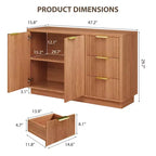 Madia a 47 cassetti con scanalature, mobile buffet con 2 cassetti e 3 ante, madia contenitore per soggiorno, cucina, corridoio, ingresso