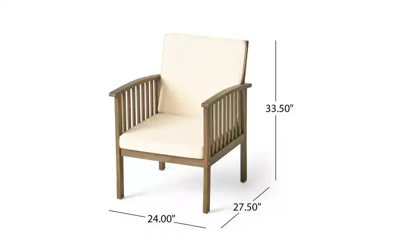 Set da conversazione per patio in 3 pezzi in legno di acacia, mobili da esterno, 2 poltrone con tavolino per giardino/patio/terrazza - ModernLuxe