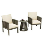 Set da conversazione per patio in 3 pezzi in legno di acacia, mobili da esterno, 2 poltrone con tavolino per giardino/patio/terrazza - ModernLuxe