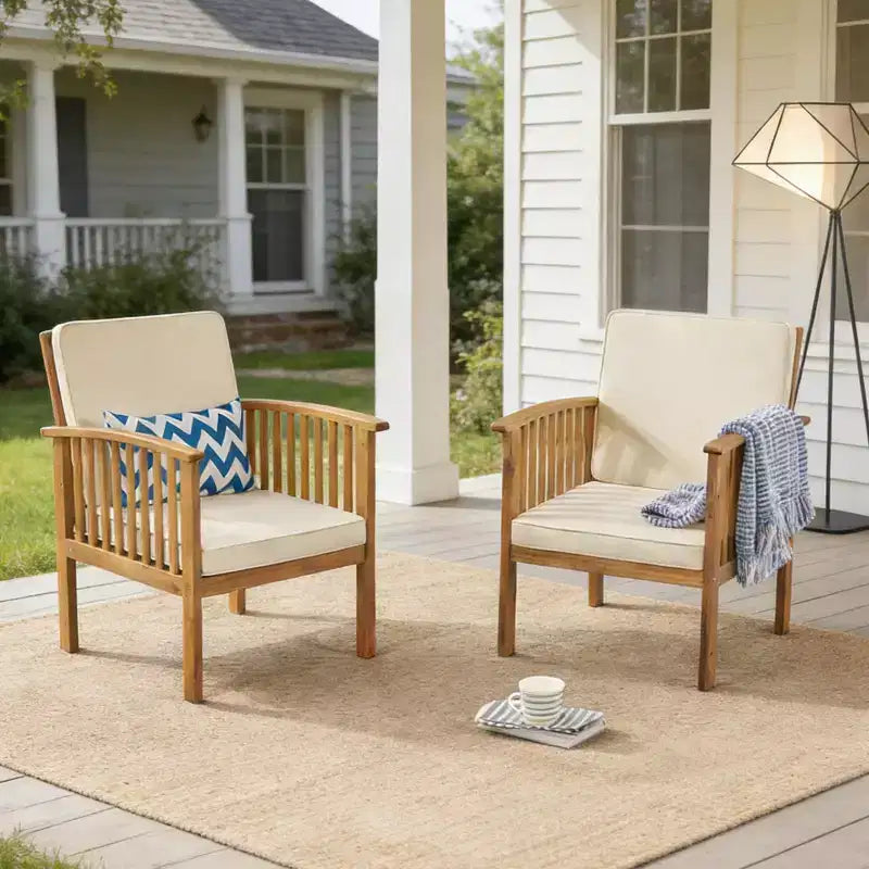 Set da conversazione per patio in 3 pezzi in legno di acacia, mobili da esterno, 2 poltrone con tavolino per giardino/patio/terrazza - ModernLuxe