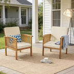 Set da conversazione per patio in 3 pezzi in legno di acacia, mobili da esterno, 2 poltrone con tavolino per giardino/patio/terrazza - ModernLuxe