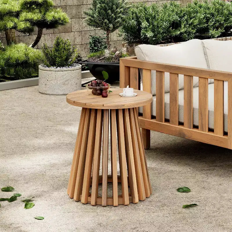 Set da conversazione per patio in 3 pezzi in legno di acacia, mobili da esterno, 2 poltrone con tavolino per giardino/patio/terrazza - ModernLuxe