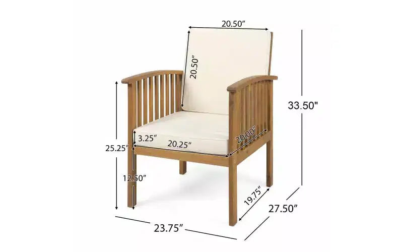 Set da conversazione per patio in 3 pezzi in legno di acacia, mobili da esterno, 2 poltrone con tavolino per giardino/patio/terrazza - ModernLuxe