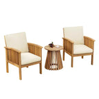 Set da conversazione per patio in 3 pezzi in legno di acacia, mobili da esterno, 2 poltrone con tavolino per giardino/patio/terrazza - ModernLuxe