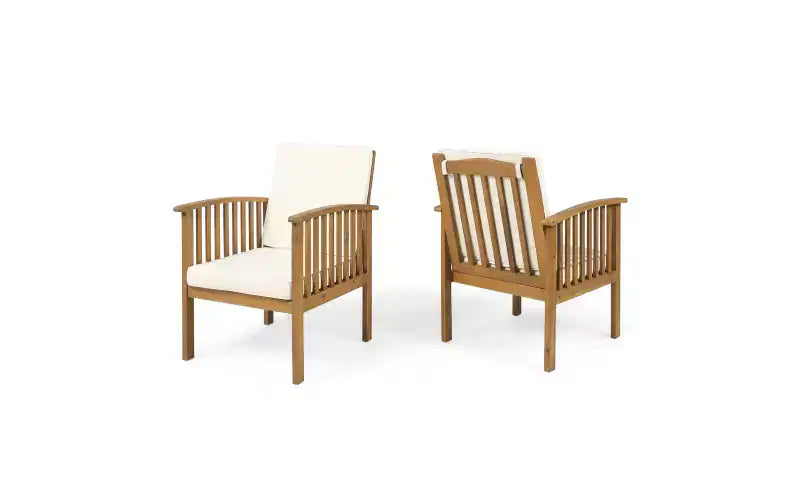 Set da conversazione per patio in 3 pezzi in legno di acacia, mobili da esterno, 2 poltrone con tavolino per giardino/patio/terrazza - ModernLuxe