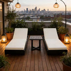 Christopher Knight Home Sui Modern Patio Acacia Wood Seating Sunlounges with Slatted Side Table