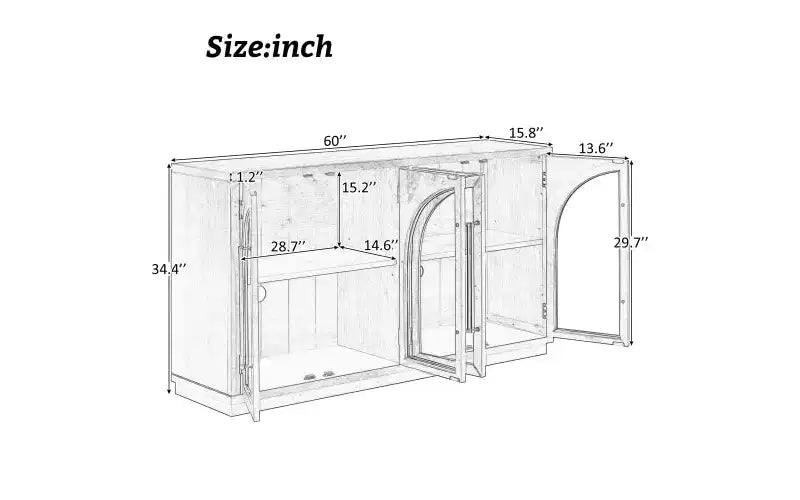 Mobile buffet contenitore a 4 ante Luxystar con ripiani regolabili per cucina, sala da pranzo e soggiorno