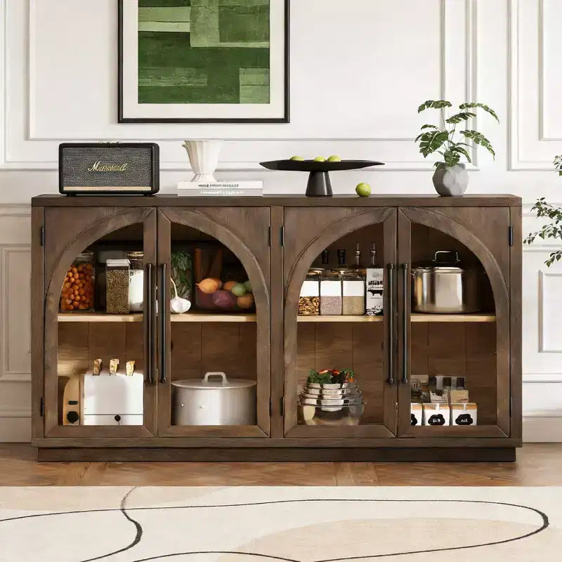 Mobile buffet contenitore a 4 ante Luxystar con ripiani regolabili per cucina, sala da pranzo e soggiorno