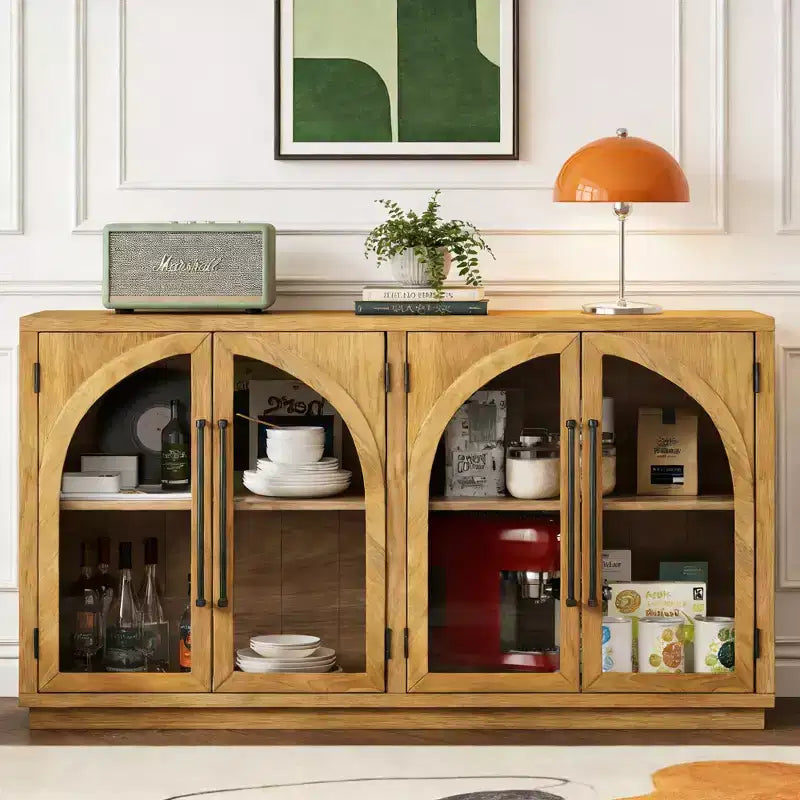 Mobile buffet contenitore a 4 ante Luxystar con ripiani regolabili per cucina, sala da pranzo e soggiorno