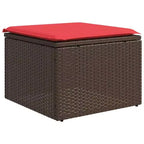 vidaXL Salon de jardin 8 pièces avec coussins résine tressée marron - Marron et rouge avec table