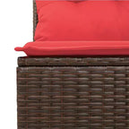 vidaXL Salon de jardin 8 pièces avec coussins résine tressée marron - Marron et rouge avec table