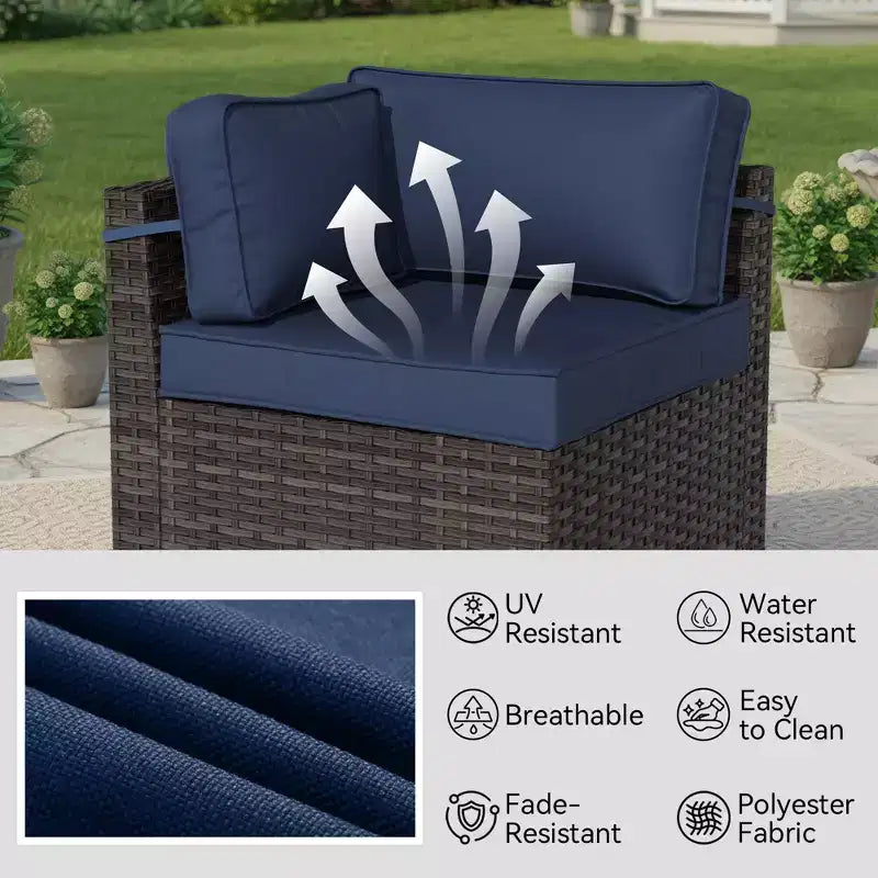 Set Sezionale UPTIOT Premium da Esterno per Tutte le Stagioni con 4 Chaise Longue Angolari, 4 Sedute Profonde e Tavolo da Fuoco Convertibile Grigio