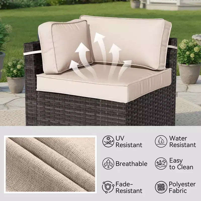 Set Sezionale UPTIOT Premium da Esterno per Tutte le Stagioni con 4 Chaise Longue Angolari, 4 Sedute Profonde e Tavolo da Fuoco Convertibile Grigio