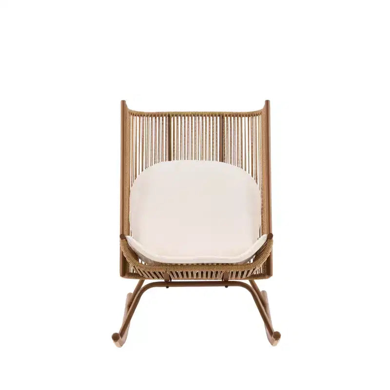 Christopher Knight Home Sunita Set da Pranzo da Esterno 3 Pezzi Stile Casale con Tavolo in Legno di Acacia e Sedie a Dondolo in Ferro