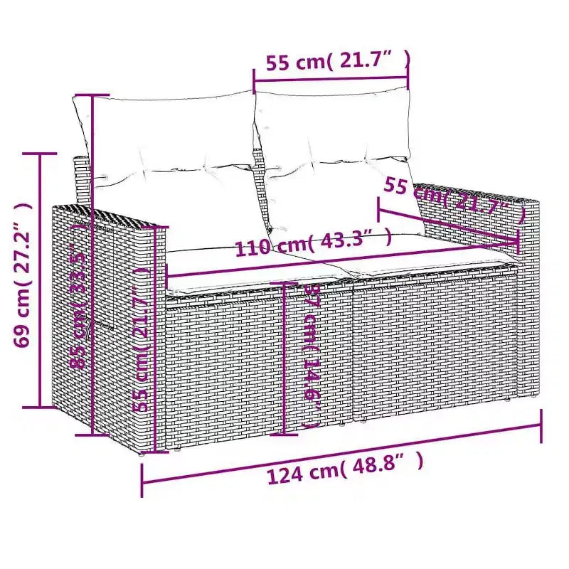 vidaXL Set Divani da Giardino 6 pz con Cuscini Grigio Polirattan