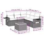 vidaXL Set Divani da Giardino 6 pz con Cuscini Grigio Polirattan