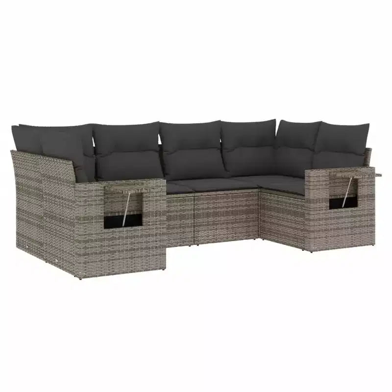 vidaXL Patio Sofa Set in Poly Rattan with Cushions