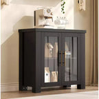 31.5 Buffet Cabinet with Storage & Tempered Glass Doors | Wood Sideboard Credenza for Living, Dining, & Kitchen