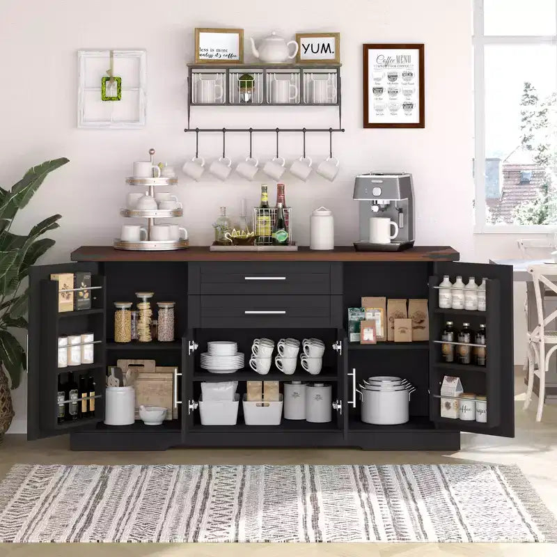 Mobile credenza da fattoria Zeus & Ruta 63 con anta scorrevole a granaio, 2 cassetti, ripiani regolabili, mobile bar/buffet per cucina, ingresso, sala da pranzo