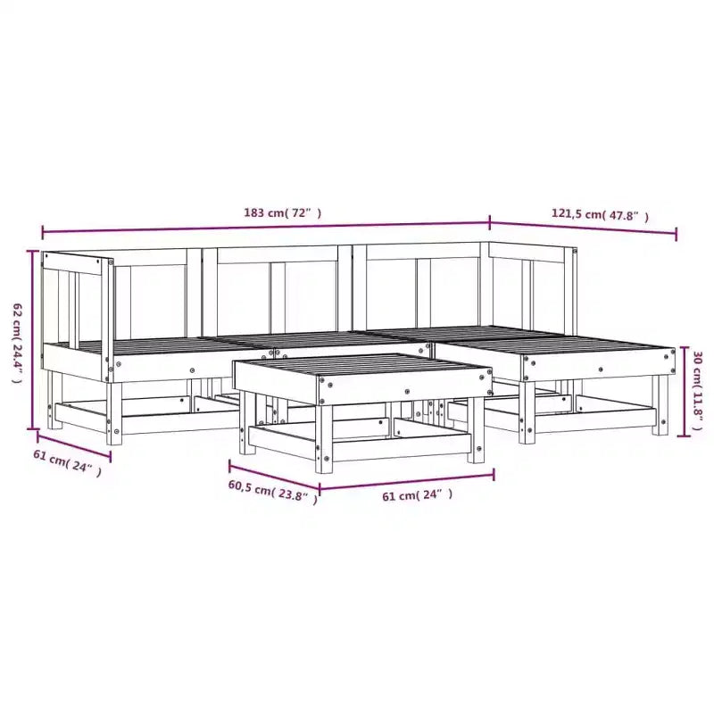 vidaXL Set Divani da Giardino 5 pz in Legno Massello di Pino