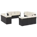 vidaXL Large Modern Garden Sofa Set with Cushions in Poly Rattan