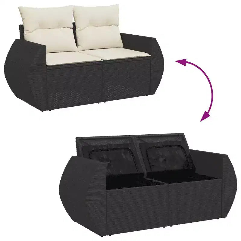 Set Divano da Giardino Modulare vidaXL con Cuscini e Vano Portaoggetti