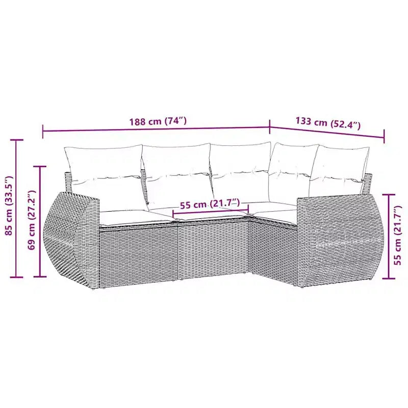 Set Divano da Giardino Modulare vidaXL con Cuscini e Vano Portaoggetti